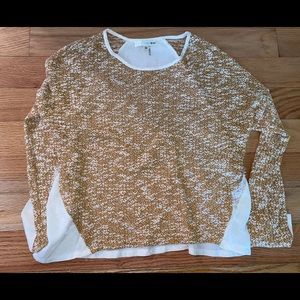 ✯ White & Gold Knit Lace Top ✯